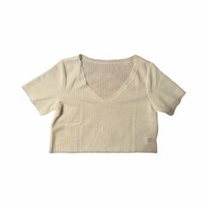 White waffle knit top.